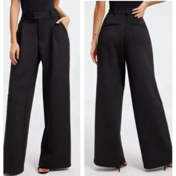 NWT Good American Women's Pants Scuba Knit Black Trouser Zip Pockets Size 16 - Picture 1 of 13